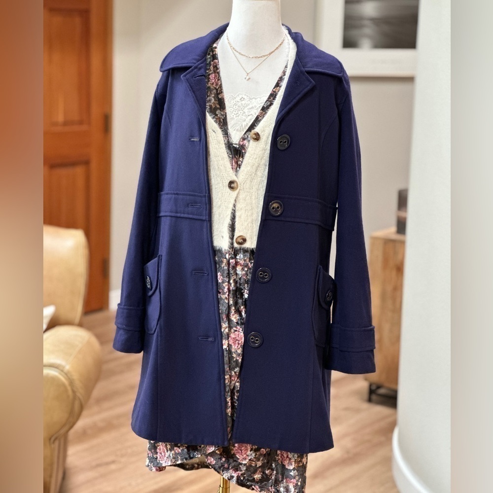 Vintage Anthropologie Tulle brand wool blend Peacoat SZ S-L